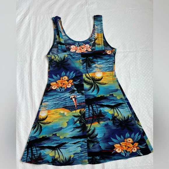 ✨SOLD - Vintage Tropical Print Tank Dress - Picture 2 of 6